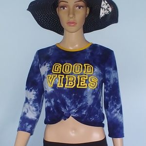 Stella Tweed Blue Tie Dye Crop Top